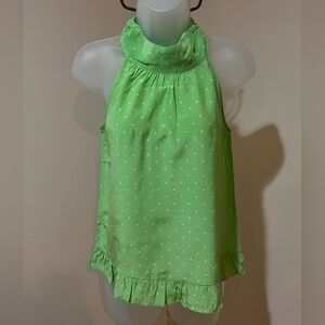 GORGEOUS VINTAGE LILLY PULITZER 100% SILK HALTER NECK POLKA DOT TOP SIZE XS